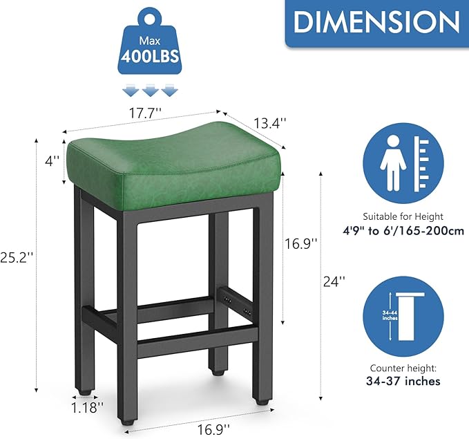 Counter Height Bar Stools Set of 3, 24 Inch Barstools - Image 2