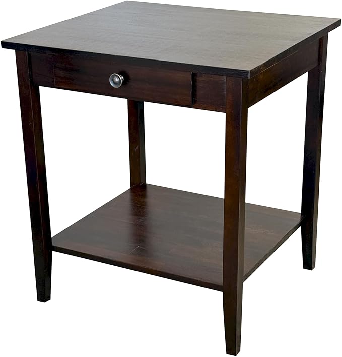 2-Tier Solid Acacia End Table w/Drawer - Image 3