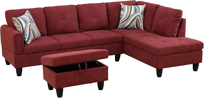 Couches for Living Room Modern L Shaped Couch Comfy Fluffy Fabric 3 Pieces - Image 3