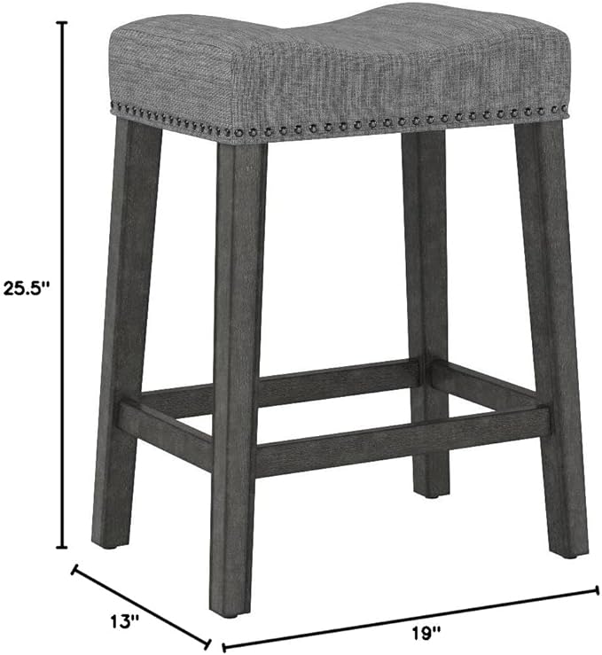 Roundhill Furniture Coco Upholstered Backless Saddle Seat Counter Stools 25.5" - Image 2