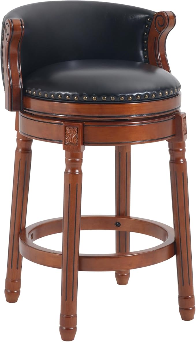 CozyRain Bar Stools Rubber Wood Counter Height Bar Stool Leather Upholstered by CozyRain