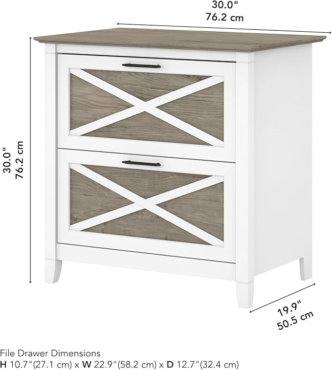 Bush Furniture Key West Lateral File Cabinet, Modern Farmhouse 2 Drawer File - Image 3