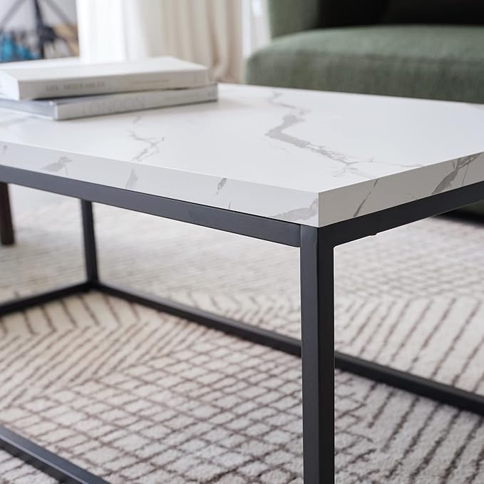 CENSI 40-Inch Marble Accent Coffee Table Ottoman - Image 7