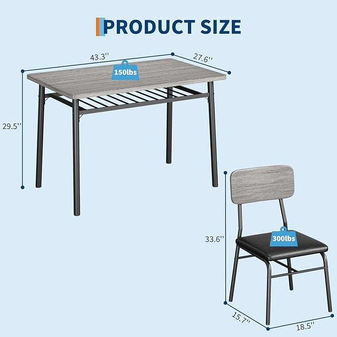 5-Piece Dining Table Set for 4, Wood Kitchen - Image 5