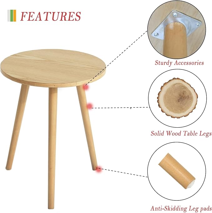 AWASEN Side Table Round, Small Accent Table Nightstand Modern End Table - Image 4