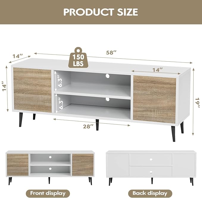 YESHOMY Modern TV Stand for 65" Television, Entertainment Center - Image 7