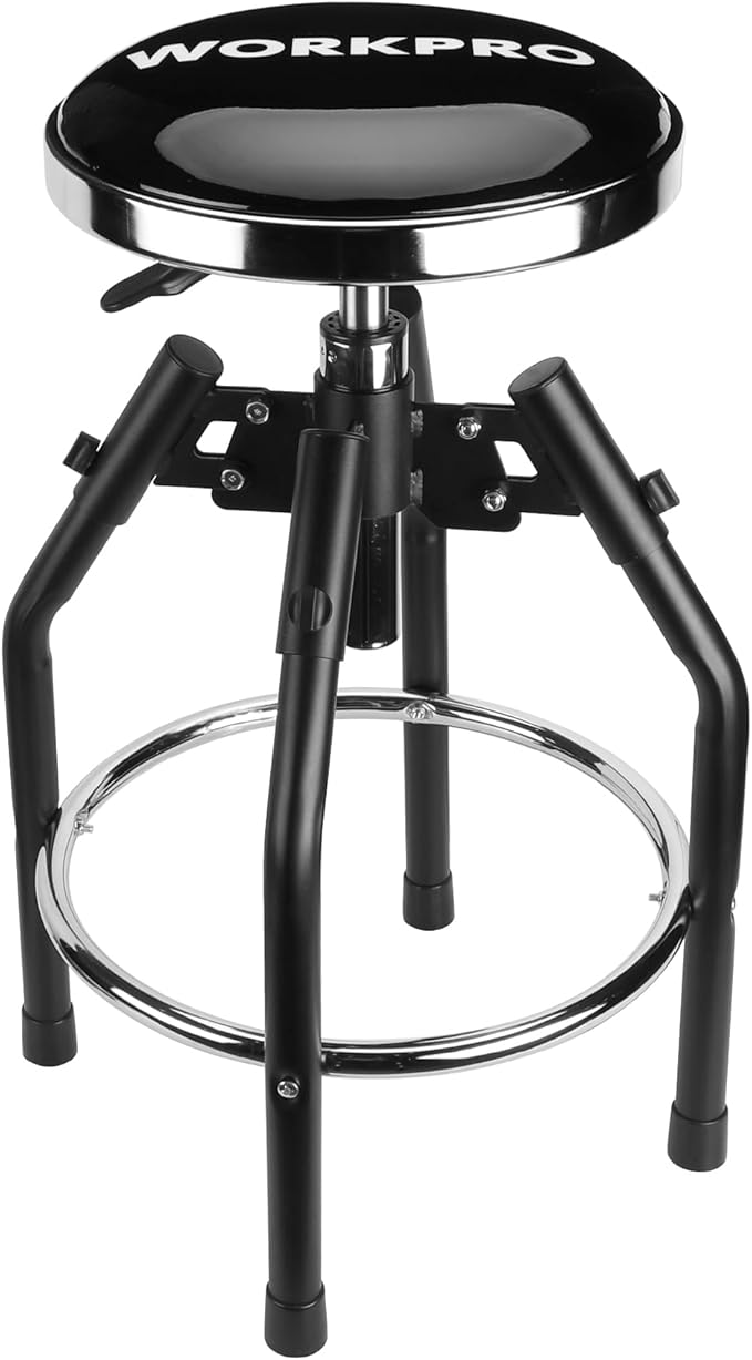 WORKPRO Heavy Duty Adjustable Hydraulic Shop Stool, Garage Bar Stool, 29in to by WORKPRO