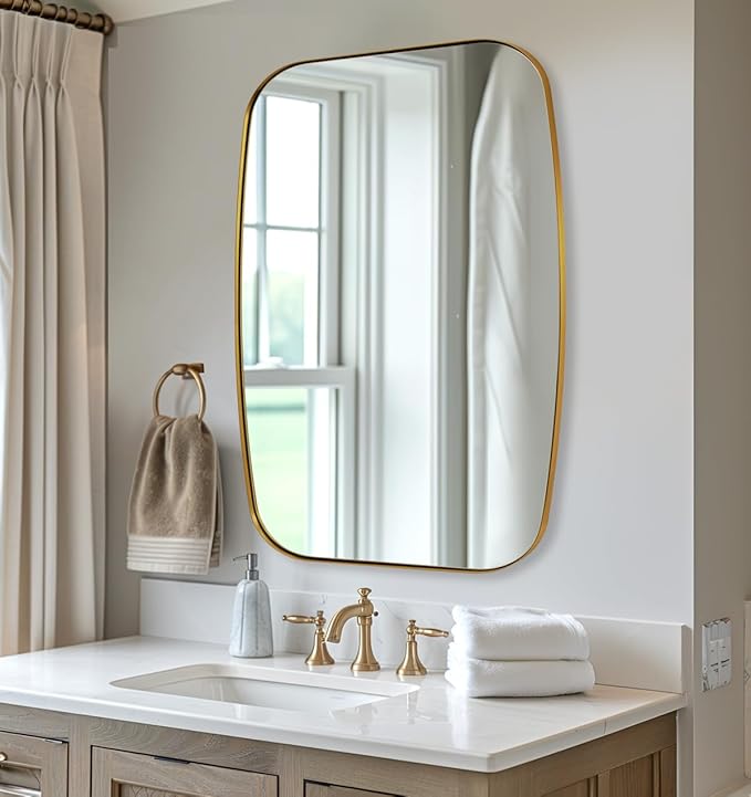ANDY STAR Gold Oblong Mirror, 32x40 Inch Gold Oval Mirror - Image 3