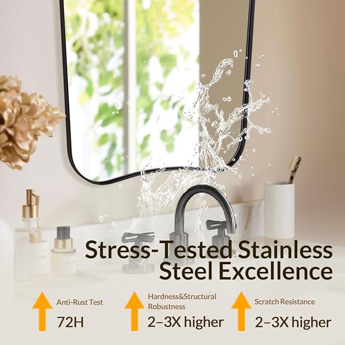 Black Bathroom Vanity Mirrors, 24 x 32 Irregular Wall Mirror - Image 5