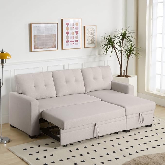 L-Shape Sofa Bed, Pull Out Sleeper Sofa - Image 5