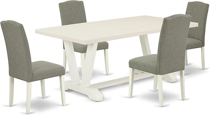 East West Furniture V027EN206-5 5 Piece Kitchen Table & Chairs Set Includes a by EastWestFurniture