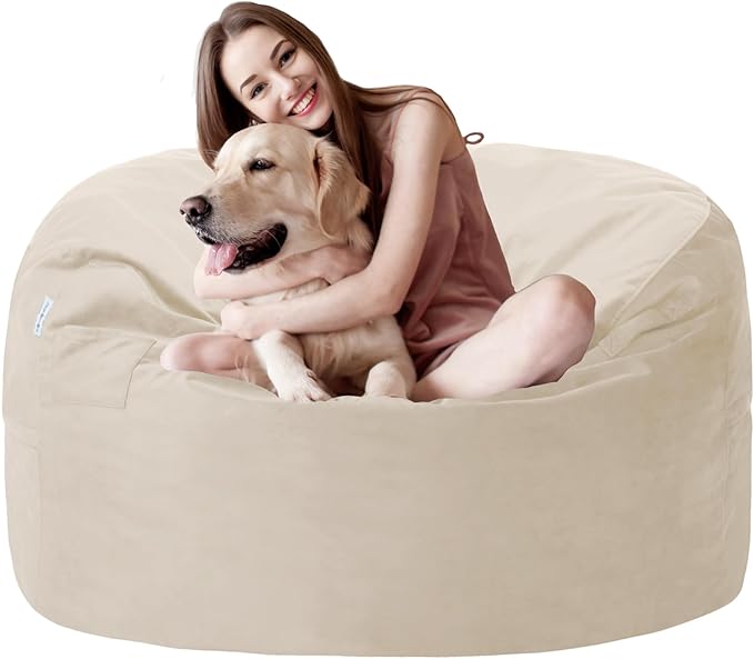 3FT Bean Bag Chair with Ultra Soft Velvet Cover Bean Bag Sofa with Memory Foam by Unknown