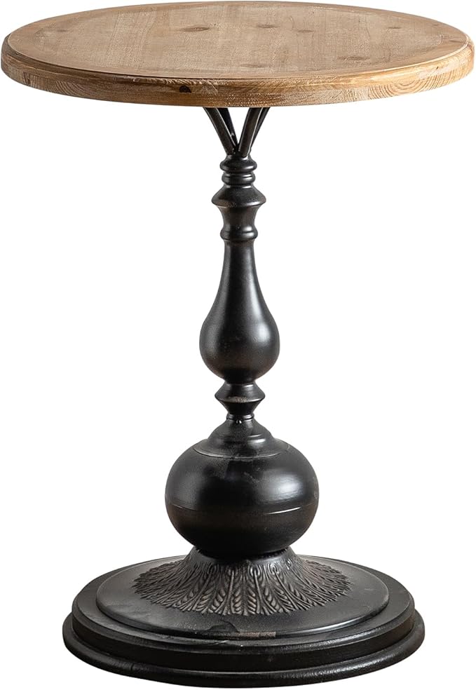 Round End Table Living Room, Vintage Side Table, Farmhouse Pedestal Table - Image 8