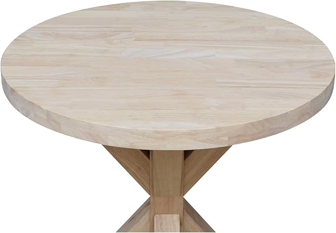 IC International Concepts, Sierra Round End Table, Solid Wood, Real Parawood - Image 9