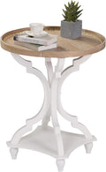 Wnutrees Farmhouse Round Accent End Table, Rustic Side Table Nightstands by Wnutrees