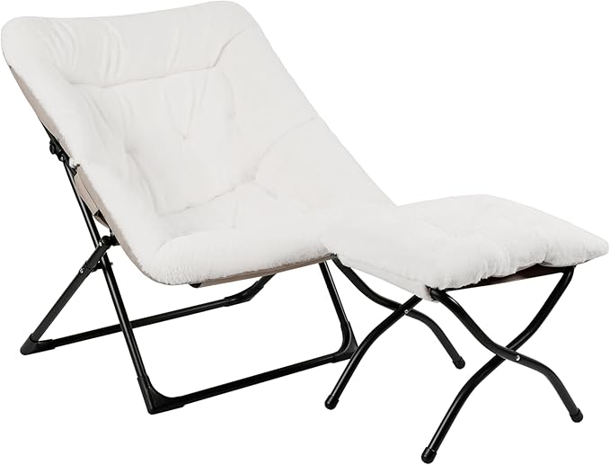 Comfy Saucer Chair for Adults, Soft Faux Fur Bedroom Chair by MordchilHF