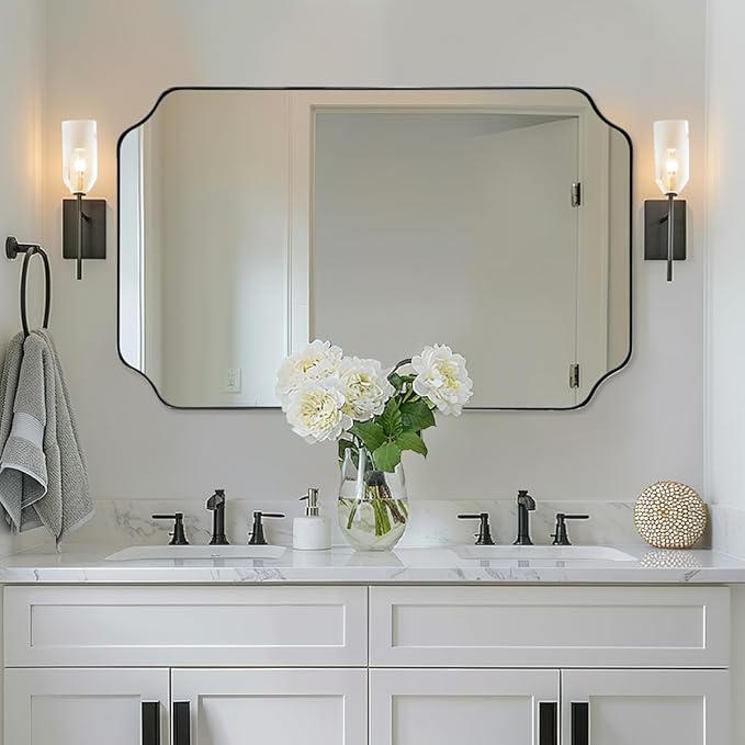 ANDY STAR Matte Black Mirror 24x40 Inch, Scalloped Mirror - Image 3