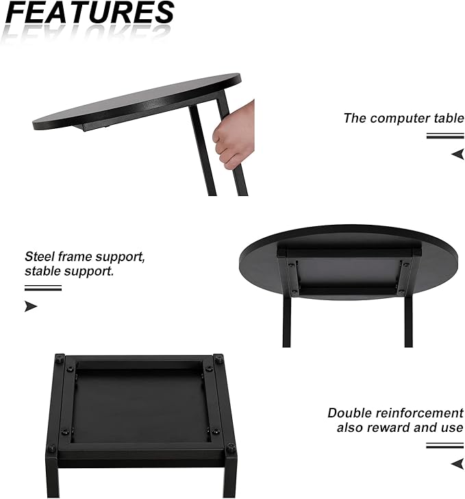 HDANI C Shaped End Table Set of 2, Couch Side Table That Slide Under, C Table - Image 7