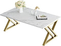 Coffee Table Living Room Table White Center Table, Simple Modern Faux Marble by Wolawu