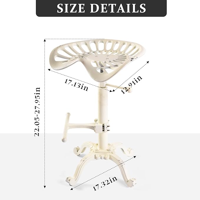 LOKKHAN Adjustable Rustic Industrial Bar Stool - Image 2