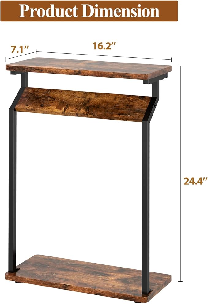 Narrow Side Table for Small Spaces, End Table for Couch, Slim Couch Tray Tables - Image 2