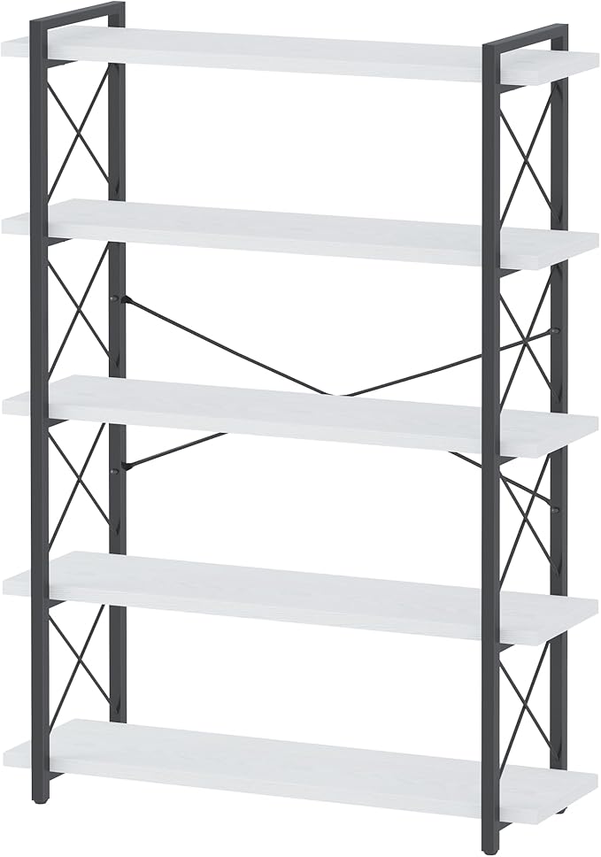 HCHQHS Bookshelf, 5-Tier Industrial Bookcase, Open Book Shelf, Freestanding - Image 7