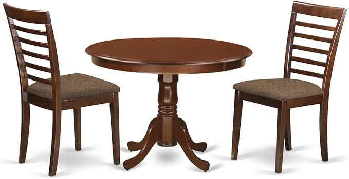 East West Furniture HLML3-MAH-C 3 Piece Dining Set Contains a Round Dining Room by EastWestFurniture