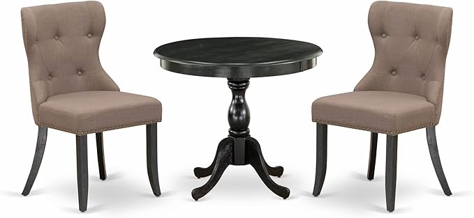 East West Furniture AMSI3-ABK-48 3 Piece Modern Dining Table Set Contains a by EastWestFurniture