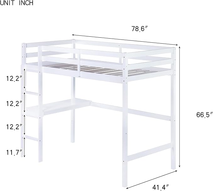 HomSof Twin Loft Bed with Built-in Desk - Image 2