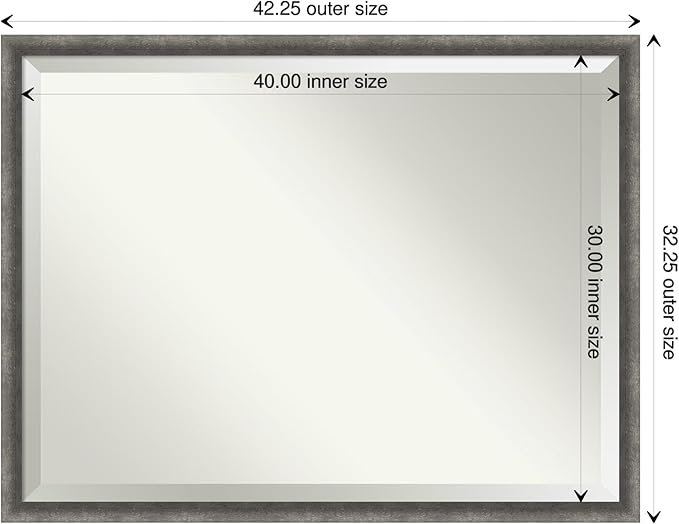 Amanti Art Grey Wall Mirror 32x42 Burnished Concrete Narrow Rectangle Bathroom - Image 4