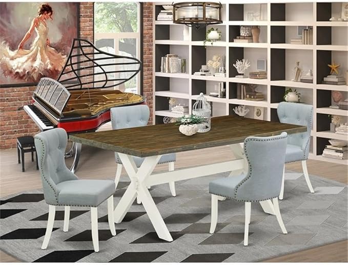 East West Furniture X077SI215-5 5 Piece Kitchen Table & Chairs Set Includes a - Image 2