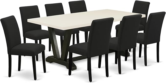 East West Furniture V627AB624-9 9 Piece Dining Table Set Includes a Rectangle by EastWestFurniture