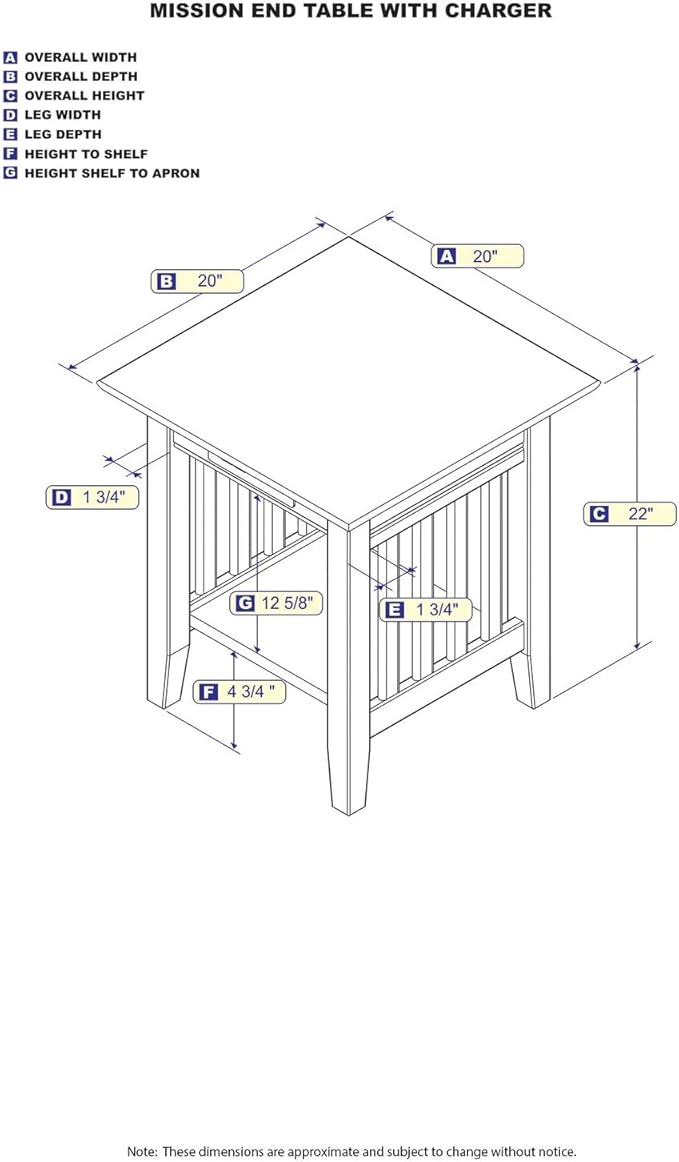 AFI, Mission End Table with Charging Station - Image 3