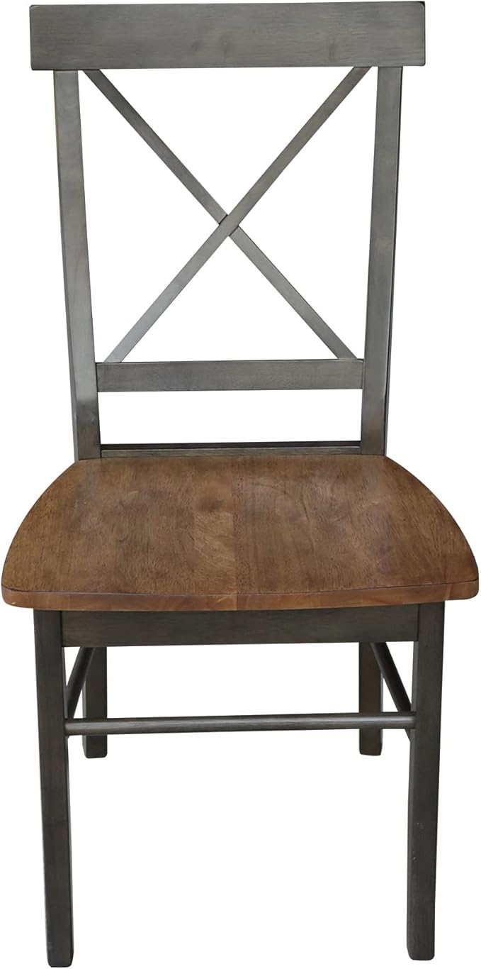 Set of Two X-Back Dining Chairs, Hickory/Washed Coal - Image 10