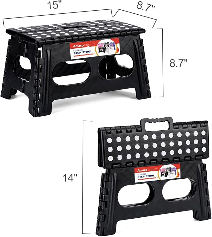 ACSTEP Folding Step Stool, 15-Inch Extra Wide 9Inch Height Heavy Duty Stepping - Image 5