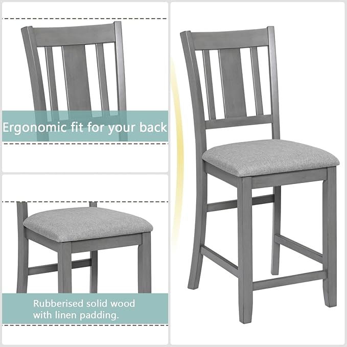 Dining Table Set for 4, Modern 5 Piece Dining Room Table Set - Image 4