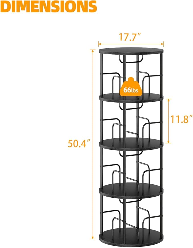 4 Tier Rotating Bookshelf, 360 Display Spinning Corner Bookshelf, Space-Saving - Image 3
