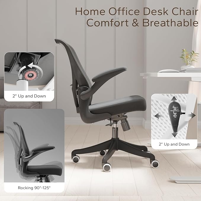 Ergonomic Office Chair with Adjustable Lumbar Support & Flip-Up Armrests - Image 6