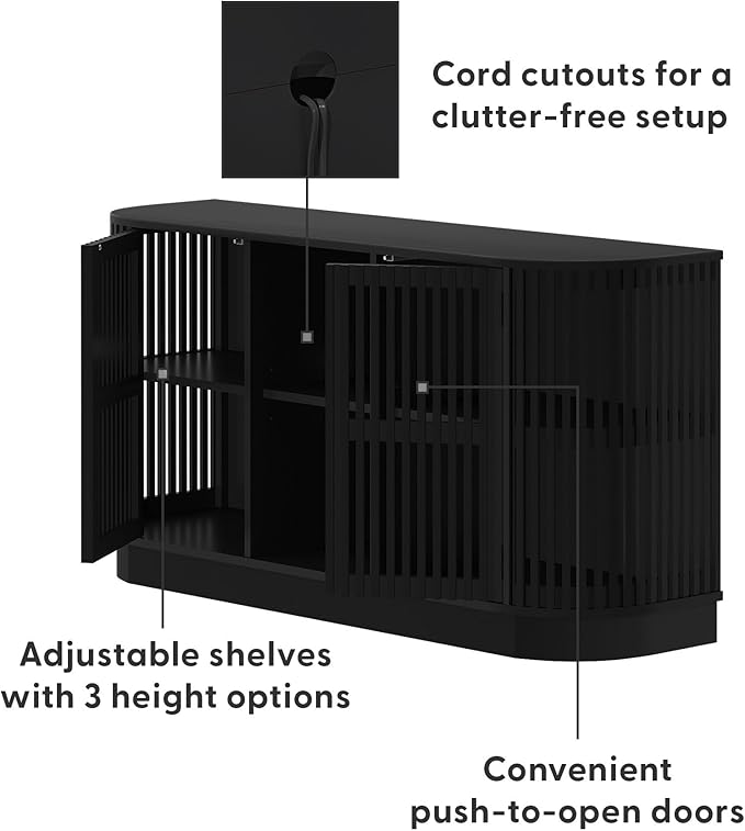 Plank+Beam Contour Wood TV Stand, Two Door Solid Wood Entertainment Console - Image 5