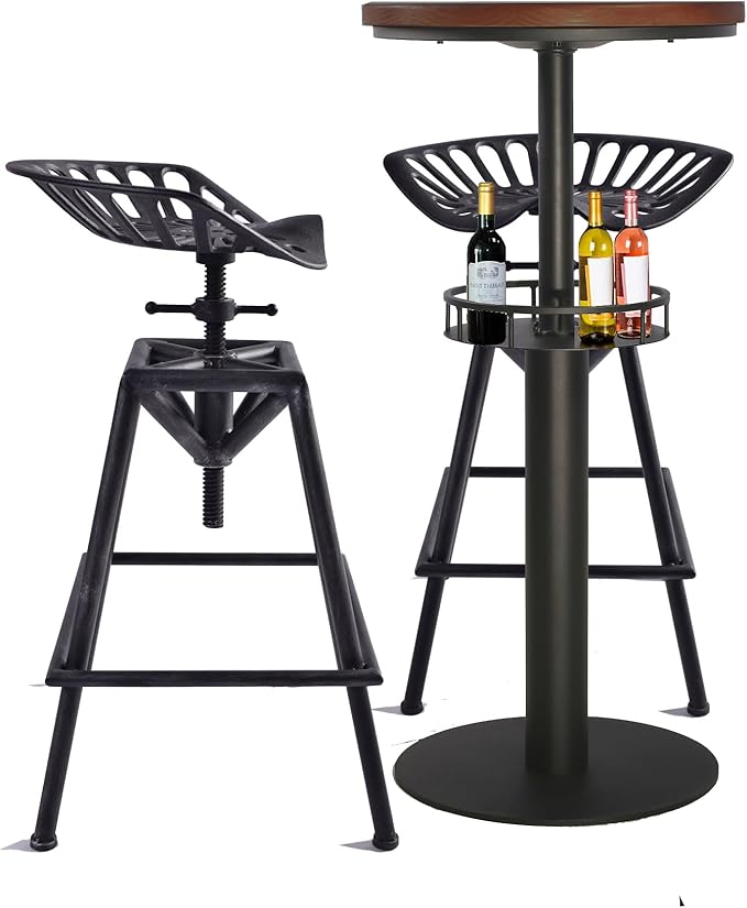 LOKKHAN 42" Tall Rustic Industrial Bar Table - Image 8