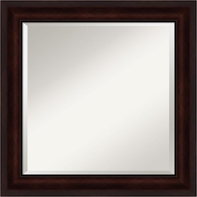 Amanti Art Brown Wall Mirror 25x25 Coffee Bean Brown Square Bathroom Mirror by AmantiArt