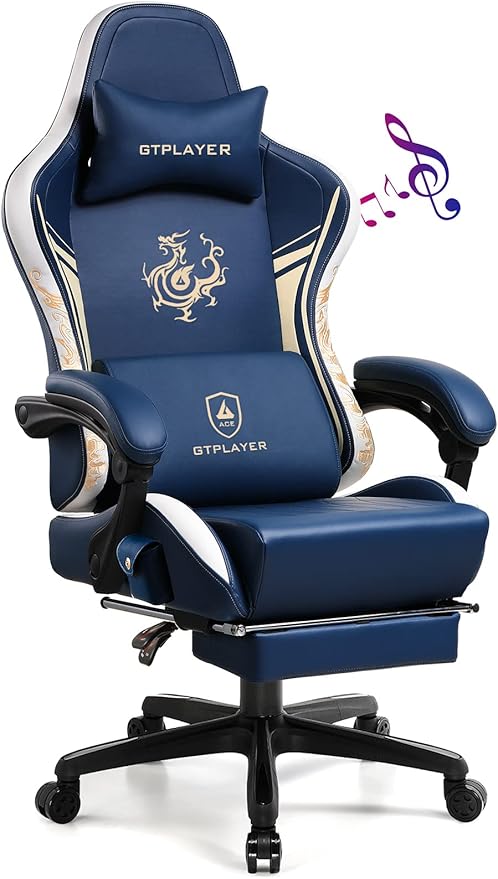GTPLAYER Gaming Chair with Bluetooth Speakers and Footrest, Dragon Series Video by GtracingDirect
