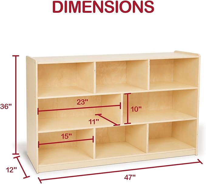 Monläurd® 100% Birch Cabinet, 8-Section Montessori Wooden Bookshelf & Storage - Image 2