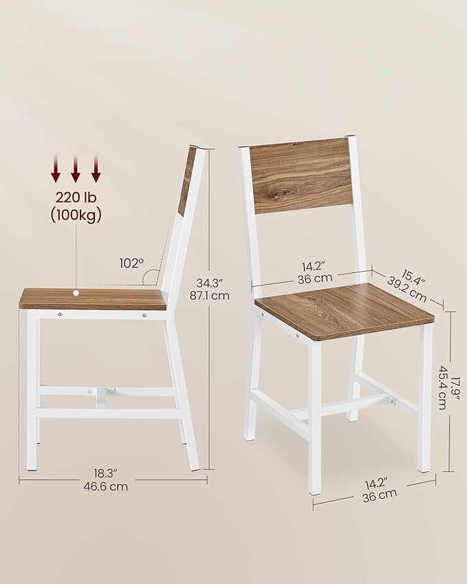 VASAGLE Dining Chair Set of 2, Rustic Wood Chairs - Image 2