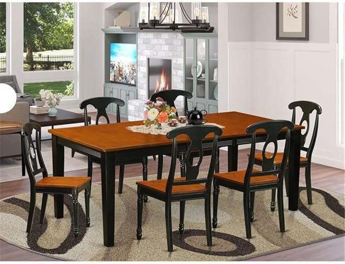 East West Furniture QUKE7-BCH-W 7 Piece Dining Table Set Consist of a Rectangle - Image 2