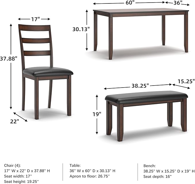 Signature Design by Ashley Coviar 6 Piece Dining Set, Includes Table, 4 Chairs - Image 6