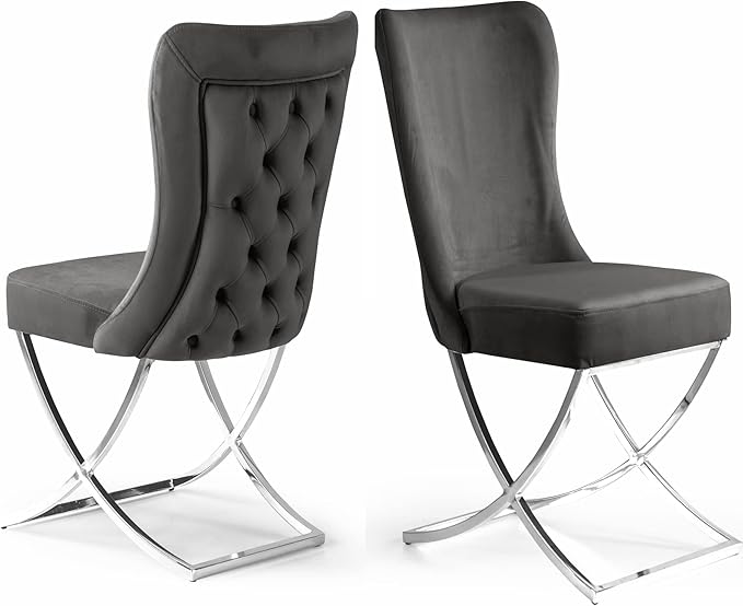 Ottomanson Royal Dining Chairs Set of 2 – Upholstered Tufted Microfiber by Ottomanson