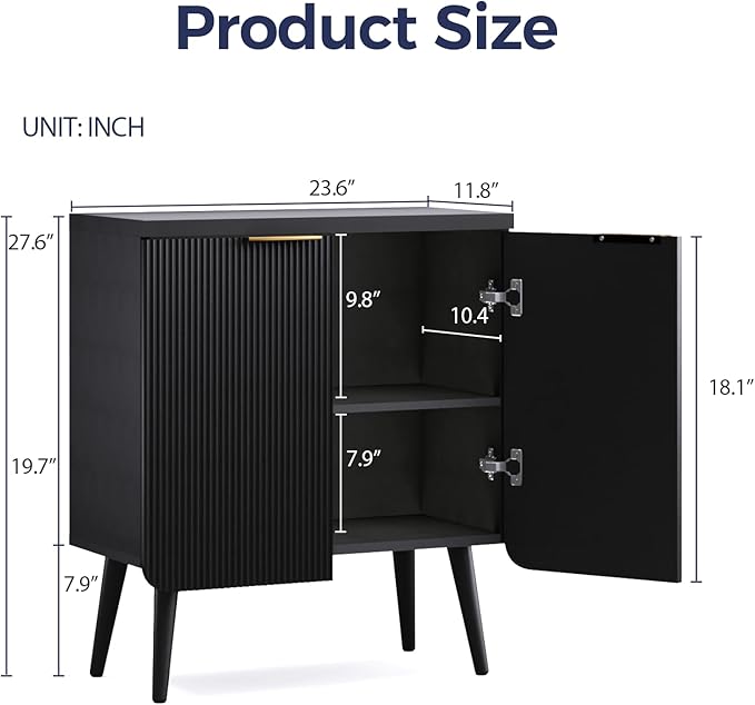 Fluted Buffet Cabinet – Modern Wood Sideboard - Image 2
