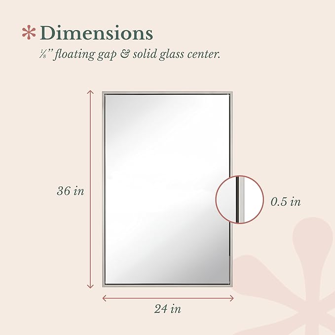 Hamilton Hills 24x36 inch Polished Silver Metal Framed Wall Mounted Mirror - Image 3
