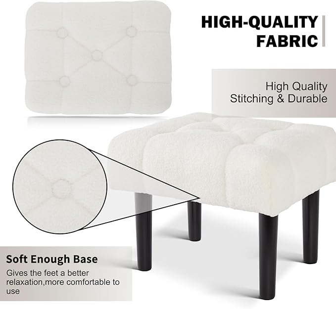 HOUCHICS Fur Padded Foot Stool, Small Ottoman - Image 6
